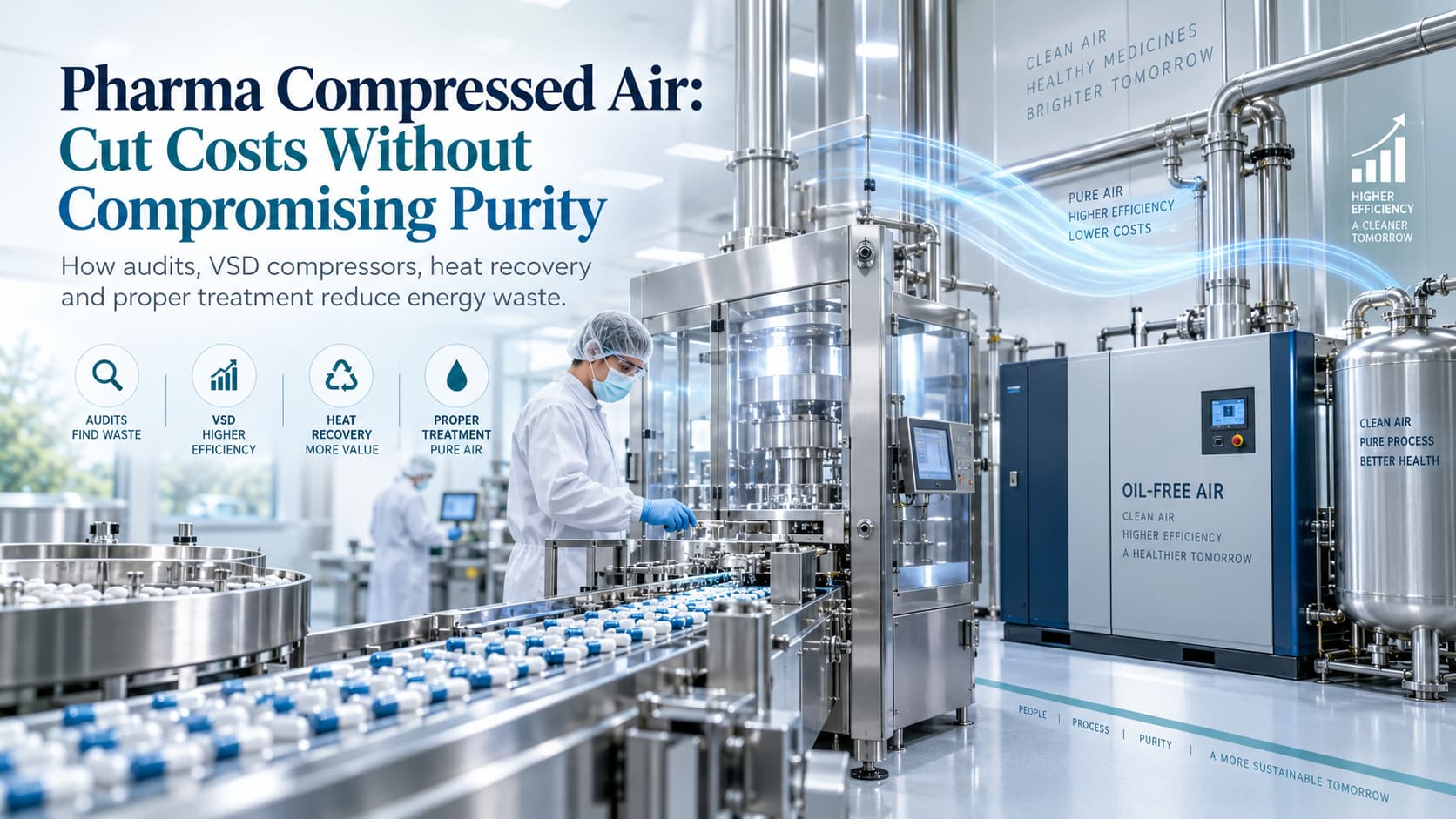 How to reduce compressed air costs in pharmaceutical manufacturing without risking air purity